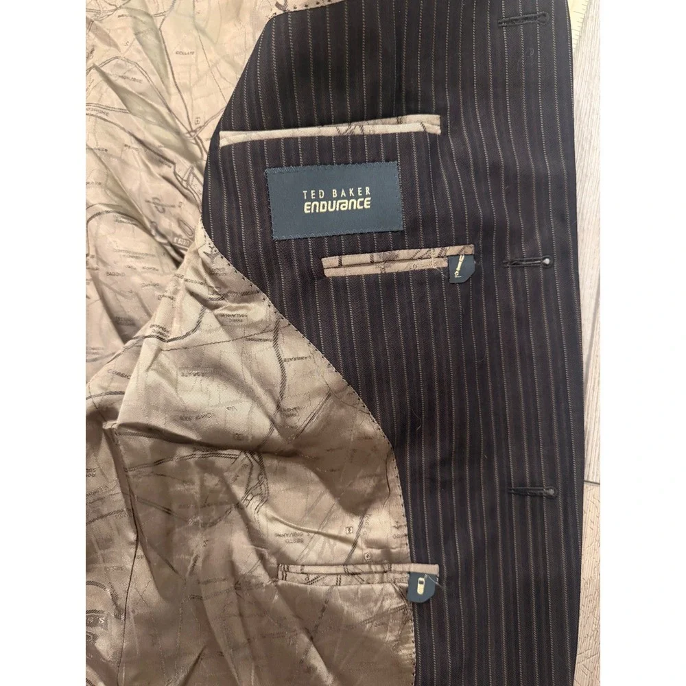 Ted Baker Endurance Mens Brown Pinstripe Wool‎ Cashmere Suit Jacket Blazer NWT